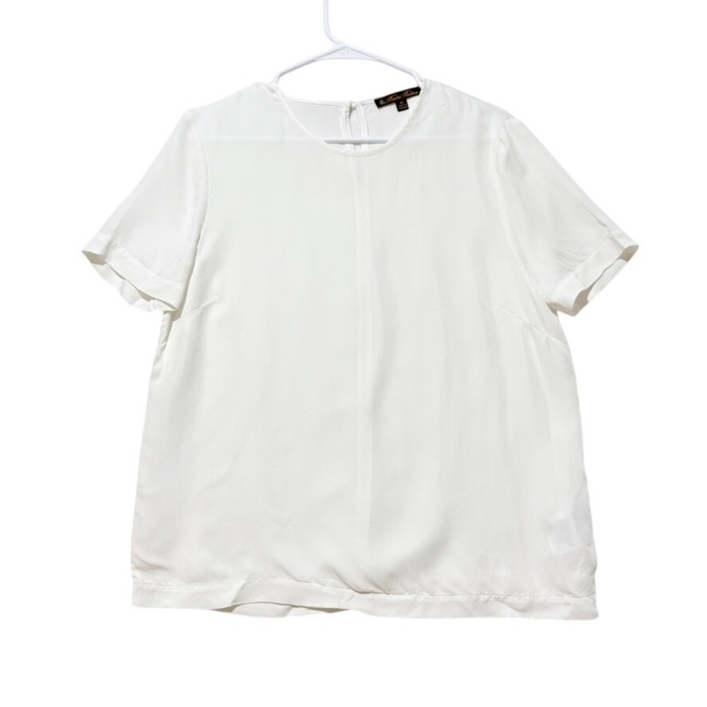 Brooks Brothers Women White Short‎ Sleeve Cupro Blend Blouse Top Size 10